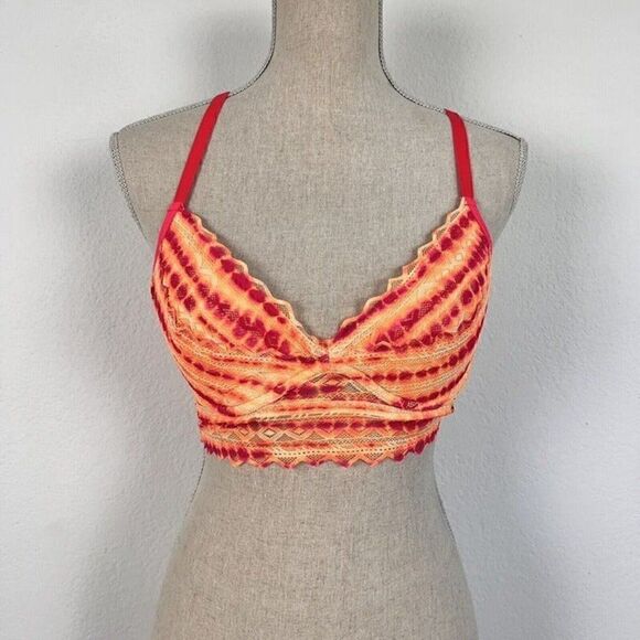 Victoria's Secret Other - Pink By Victoria's Secret Orange & Pink Lace Tie Dye Racerback Padded Bra Medium
